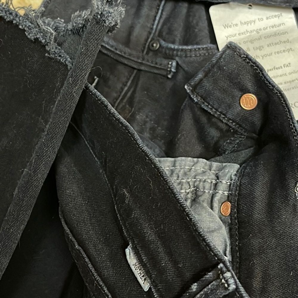 Mother Jeans Stunner Zip Ankle Step Fray High Rise Dark Blk Blue Casual NWT - Picture 11 of 14
